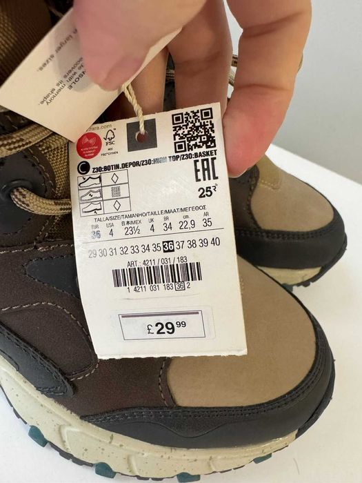 Теплі дитячі підліткові ботинки Zara зара 36 термо ботинки сапоги