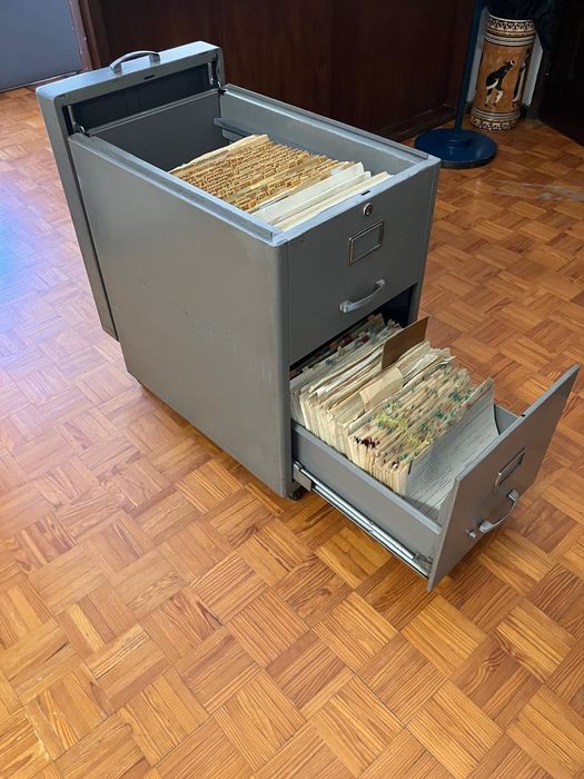 Móvel metálico rodado com dois compartimentos