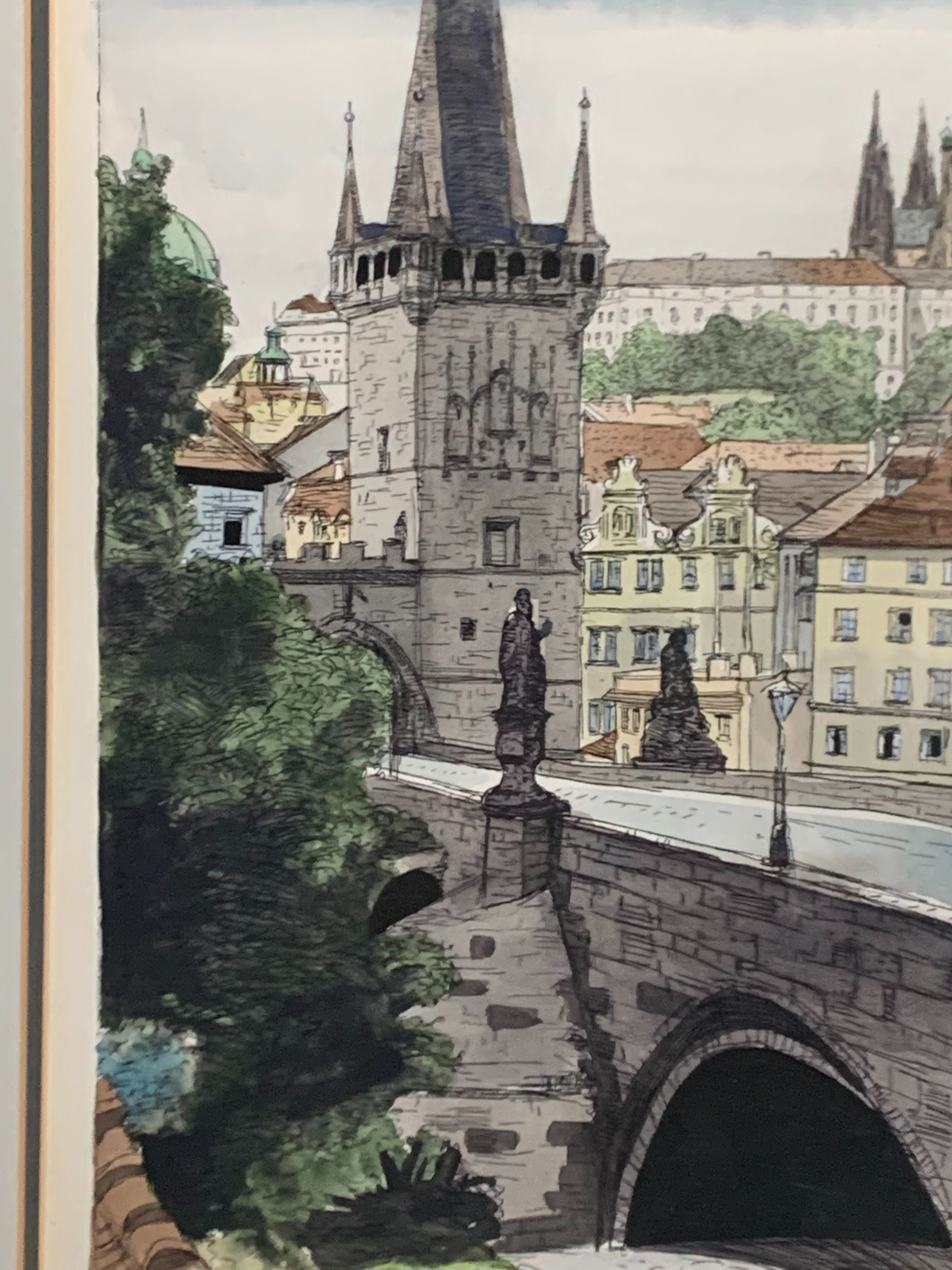 Praga most Karola 1996r. Rysunek