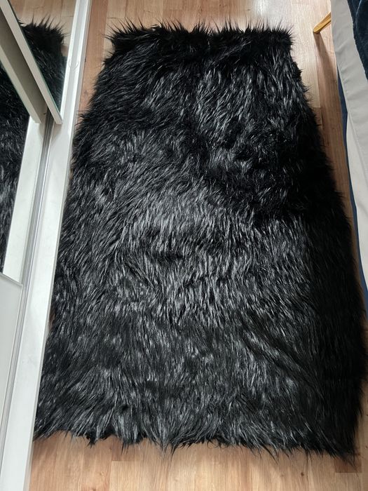 Okazja! Nowy! Duży dywan futro najwyższa jakość czarny puszysty
