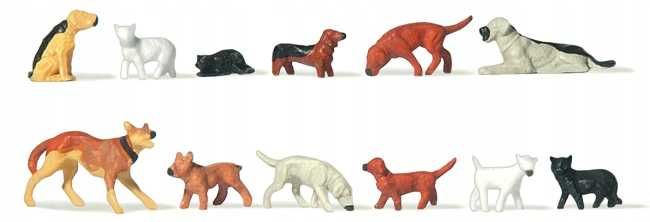 Preiser - Psy i koty - H0 1:87 - Figurki zwierząt domowych