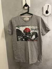 Szary T-shirt męski z nadrukiem motoru SOUTHERN