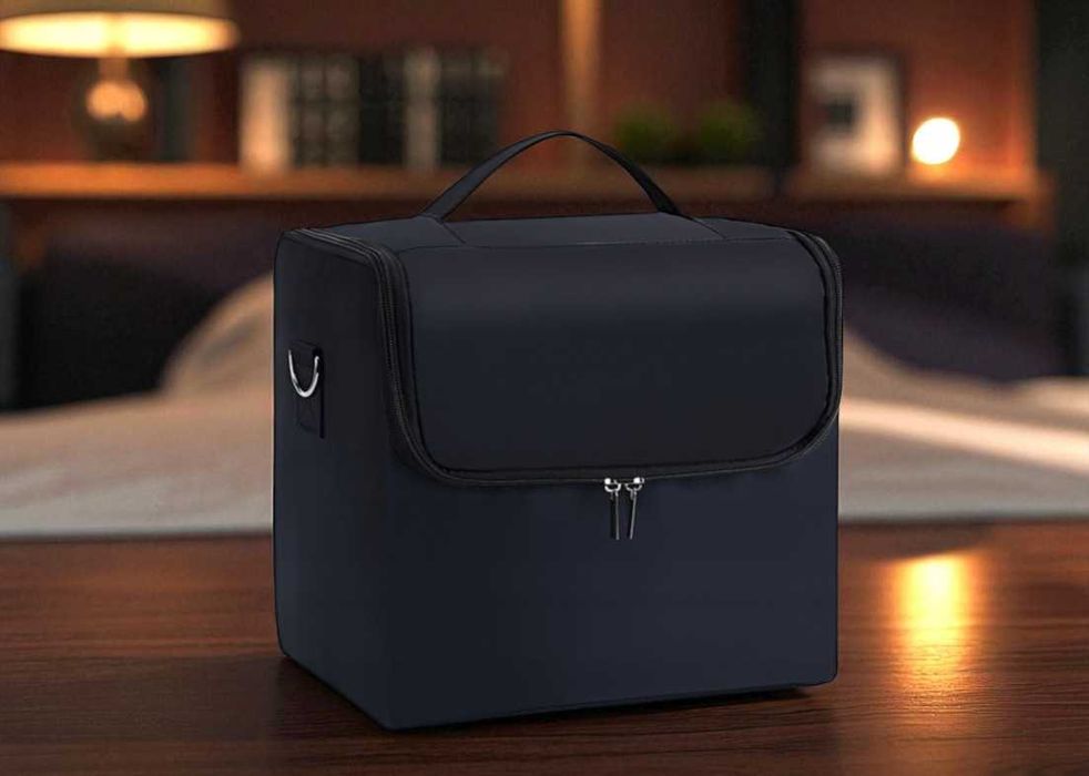 NOWY Kuferek Kosmetyczka Rozkładana Organizer Make-Up Czarny 25×28×20