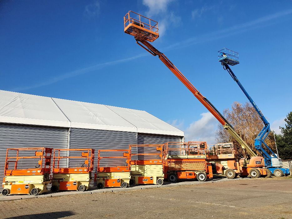 Wynajem podnośników, podestów ruchomych, zwyżek Genie, JLG, Manitou