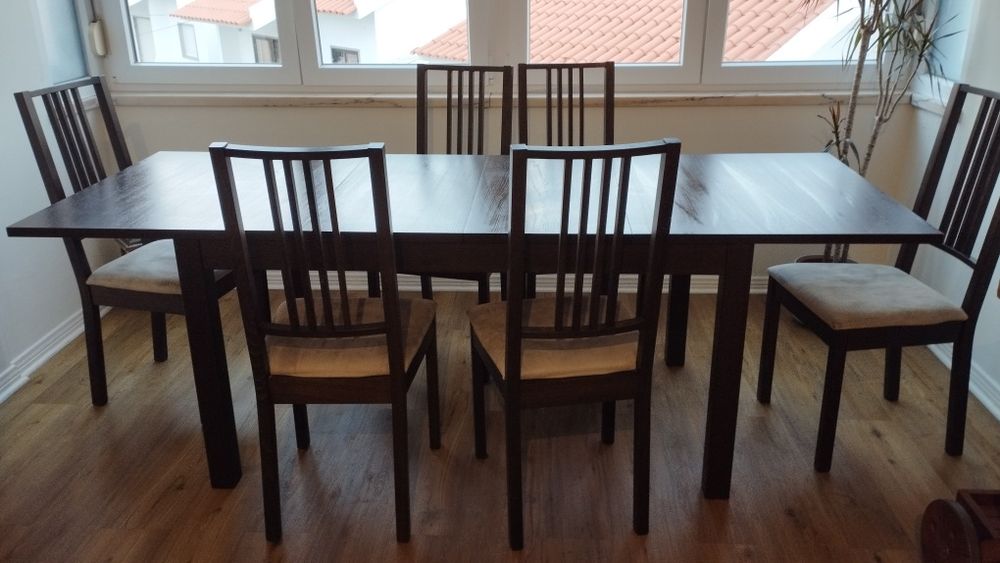 Conjunto Mesa Bjursta + 6 cadeiras