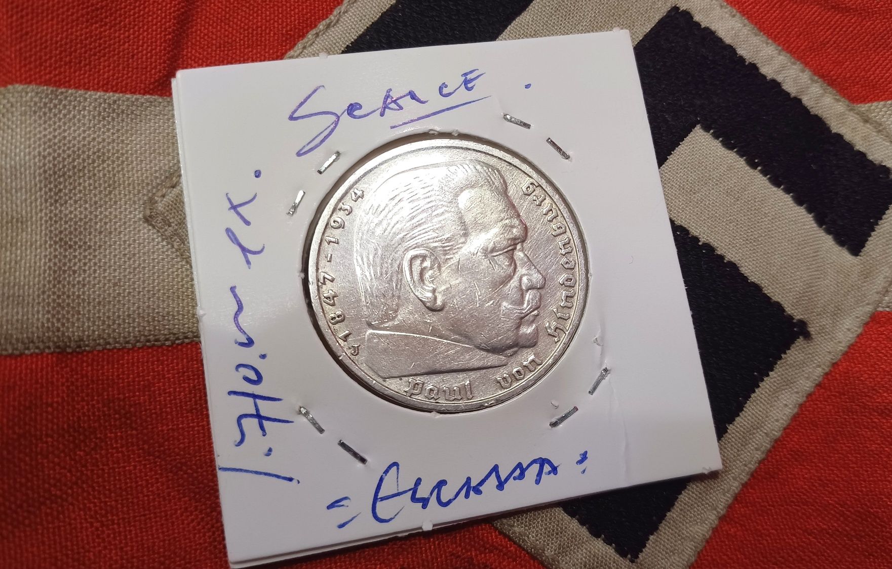 PROMOÇÃO--5 reichsmark PRATA 1939 J escassa Alemanha nazi-suástica