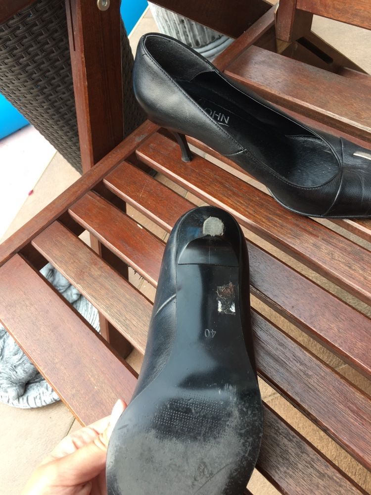 Czarne szpilki buty skórzane rozmiar 40 wkladka 26 cm obcas 8 cm