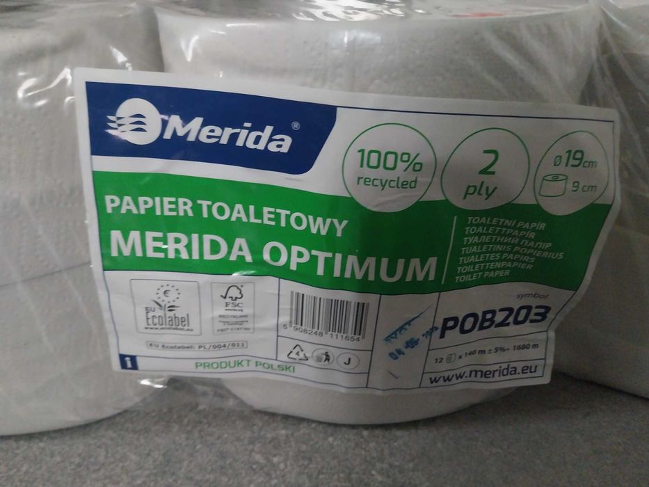 Papier toaletowy biały Merida 19 cm-zgrzewka 12 szt