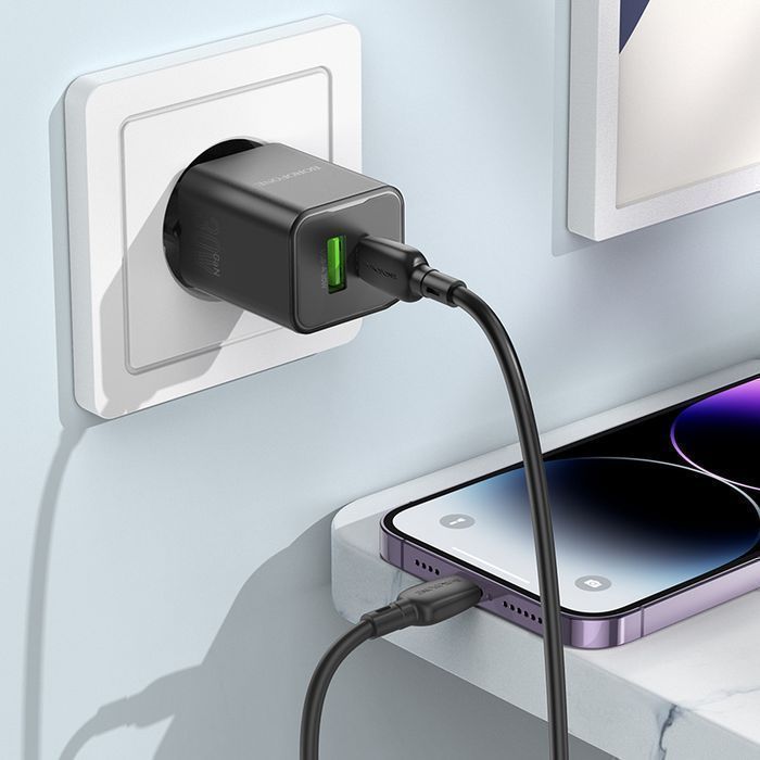 Ładowarka sieciowa BN14 Royal GaN - USB + Typ C - QC 3.0 PD 30W czarna