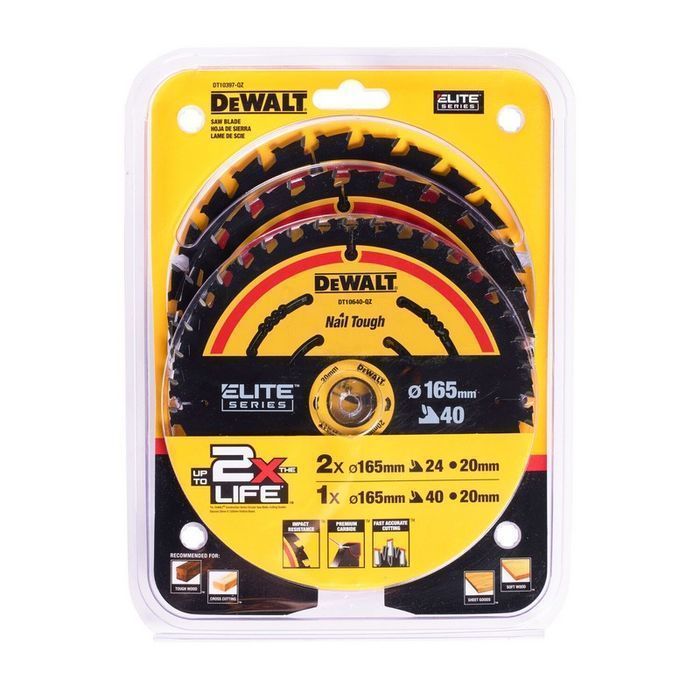 Piła Tarczowa Do Drewna Elite 2*165Mm 24Z + 165Mm 40Z 3-Pak