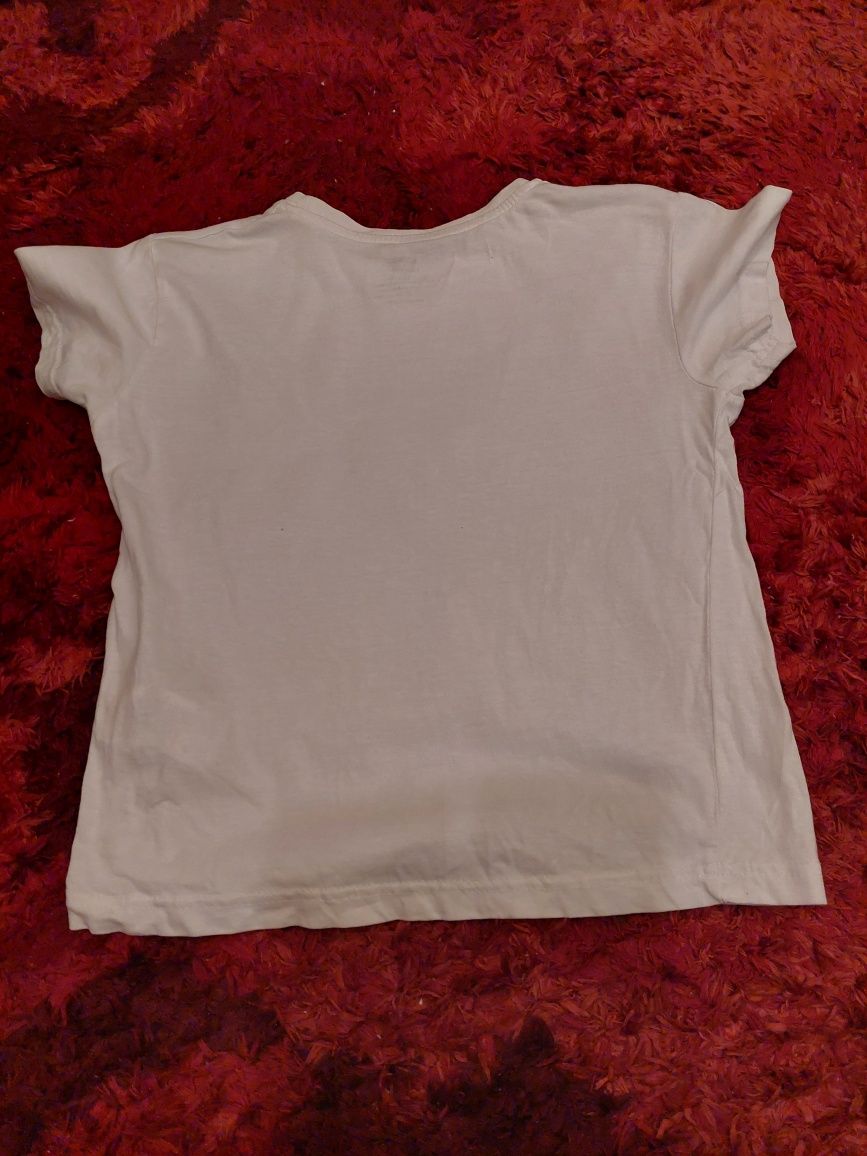 Biała bluzka z krótkim rękawem/ wf / 140 cm