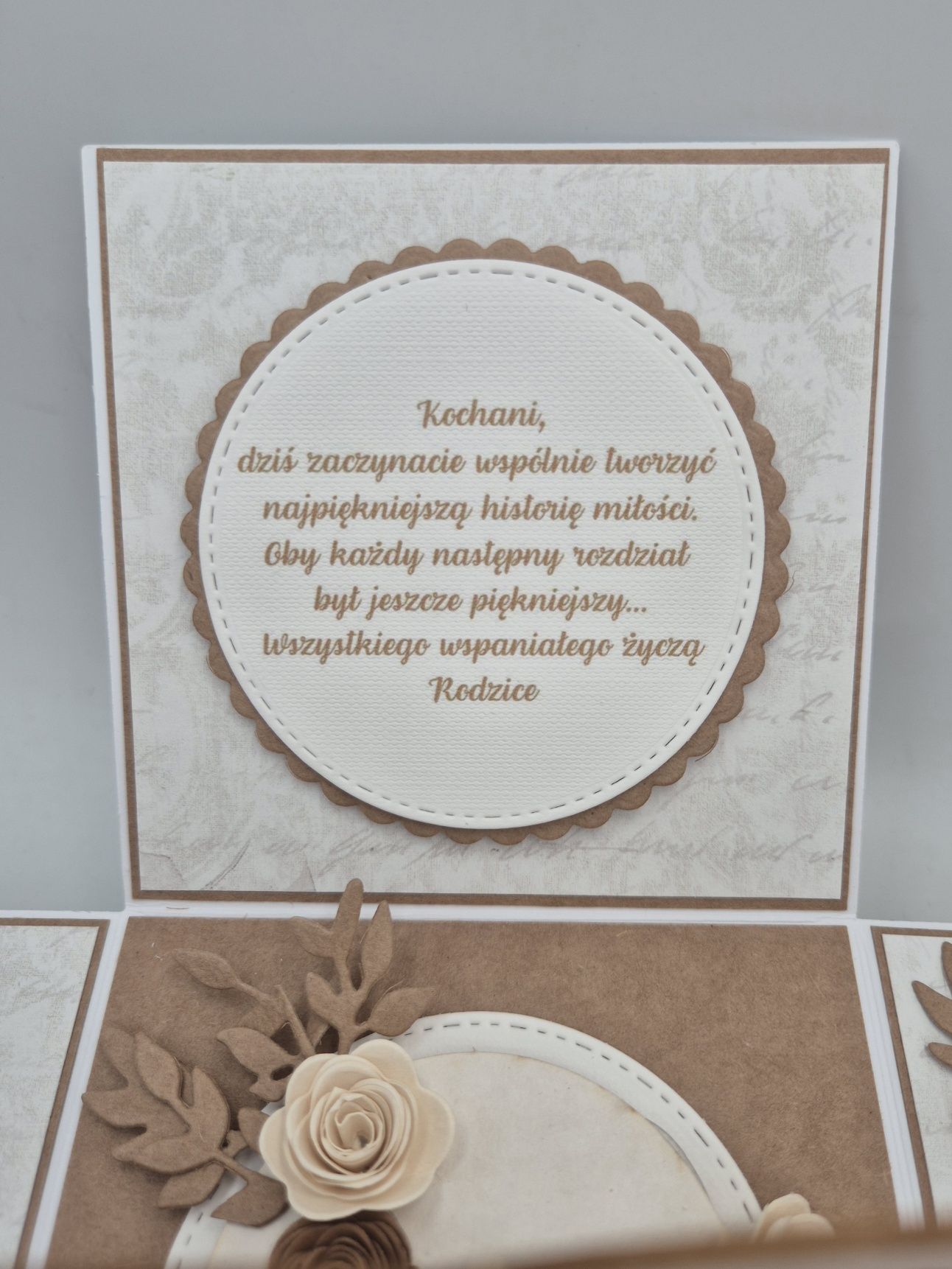 ExplodingBox ŚLUB kartka premium prezent biało brązowy personalizacja