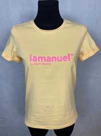 t-shirt bluzka damska la manuel żółta haft