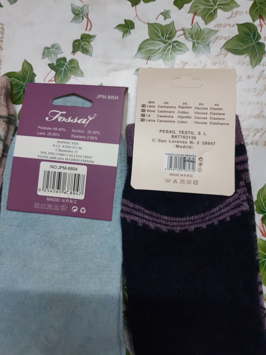 12 pares de meias, 4+4 em lã (Lambswool)