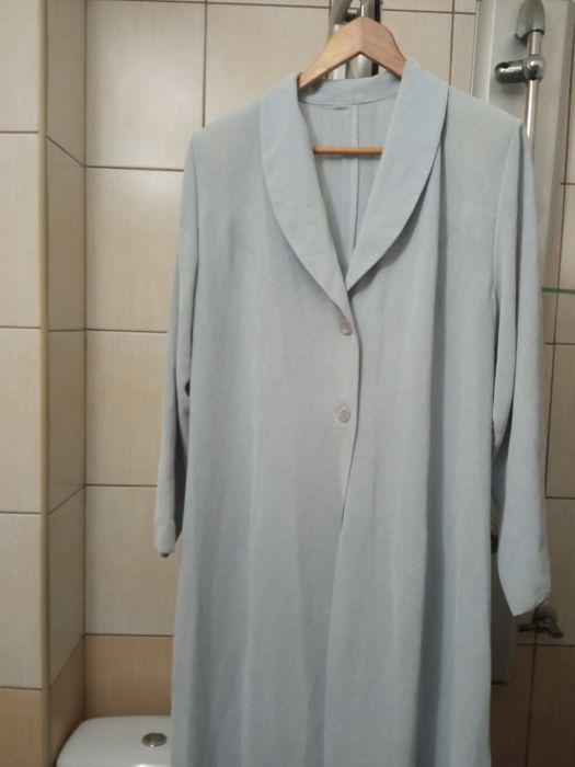 Komplet spodnie i długa marynarka płaszcz damskie XL szerokie nogawki