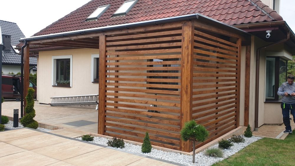 Altany wiaty zadaszenia tarasów pergole tarasy drewniane