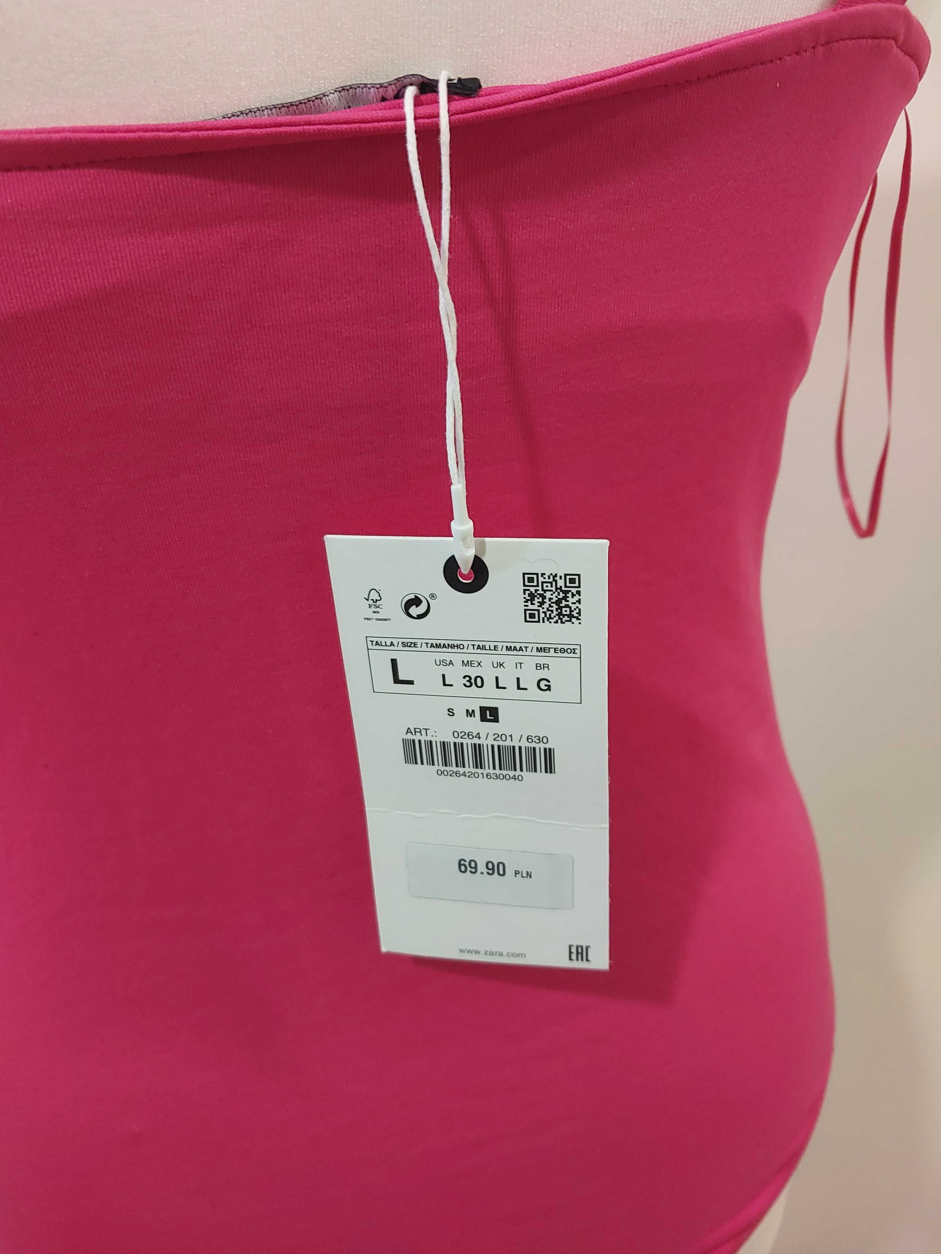 nowy strój kąpielowy jednoczęściowy ZARA, body, bikini, fuksja, L