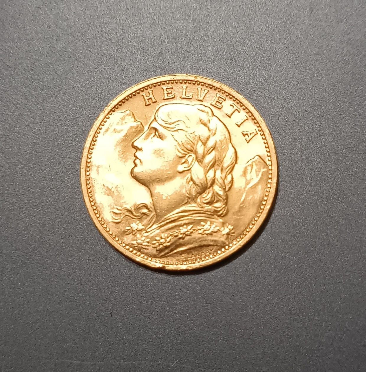 20 франков 1935, Швейцария, UNC, золото 900 проба!