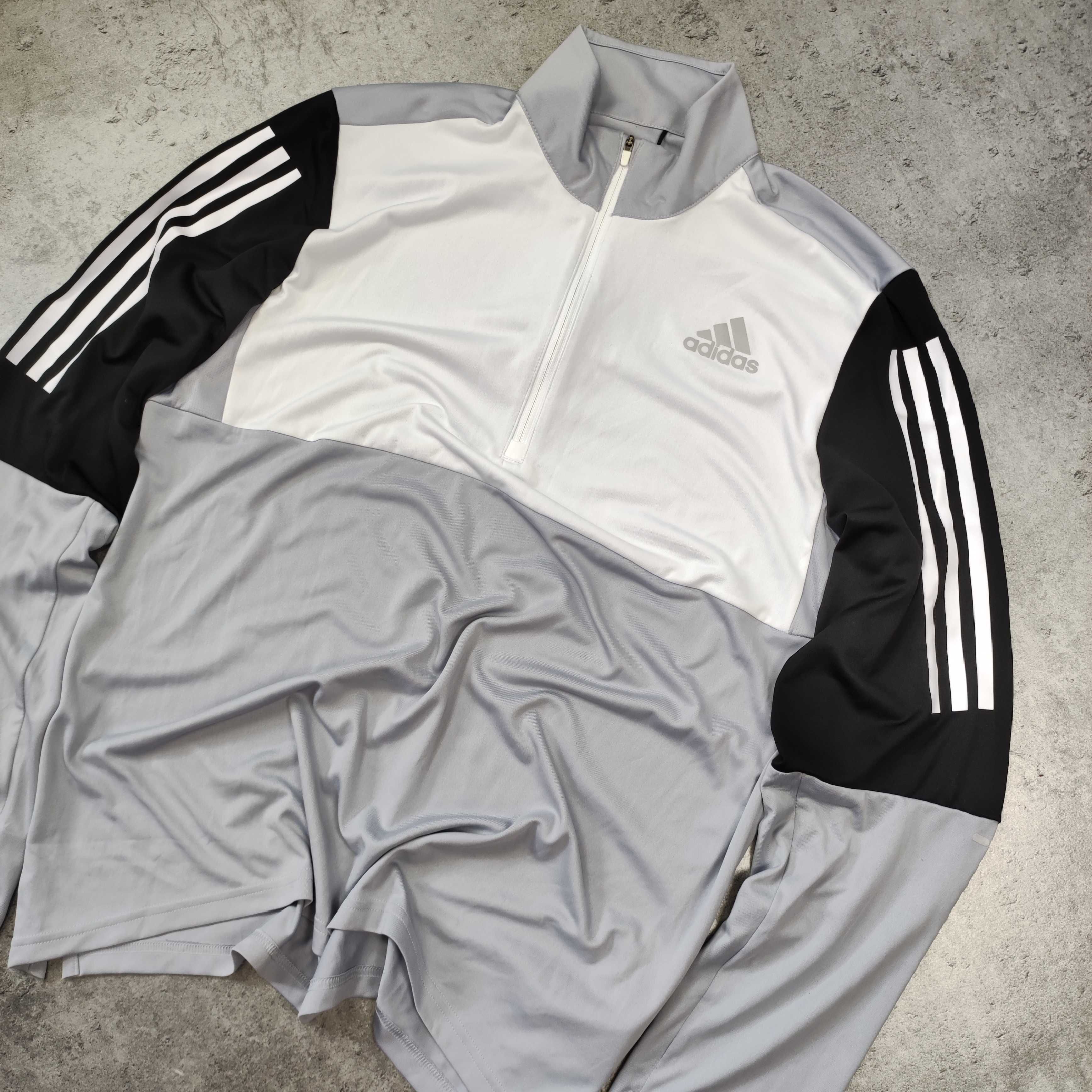 MĘSKA Adidas Bluza Lekka Sportowa Running Biegowa Bluzka 3 Paski Prime