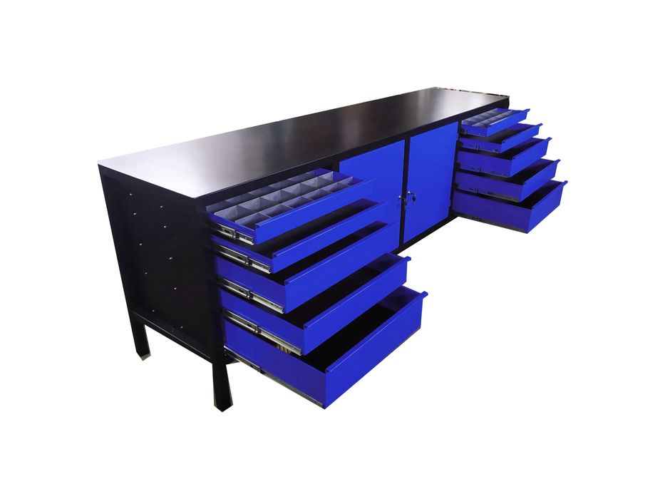 Stół metalowy 250x60 bardzo ciężki 10 szuflad