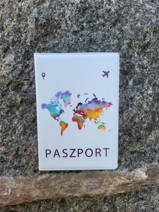 Okładka na paszport mapa świata samolot ziemia