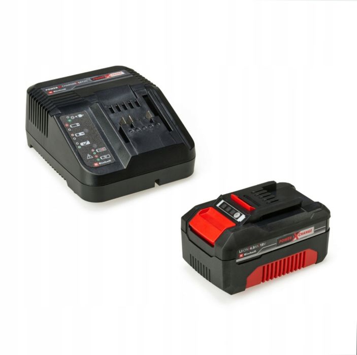 zestaw startowy Einhell z akumulatorem 4,0 Ah i ładowarką. Jest to zes