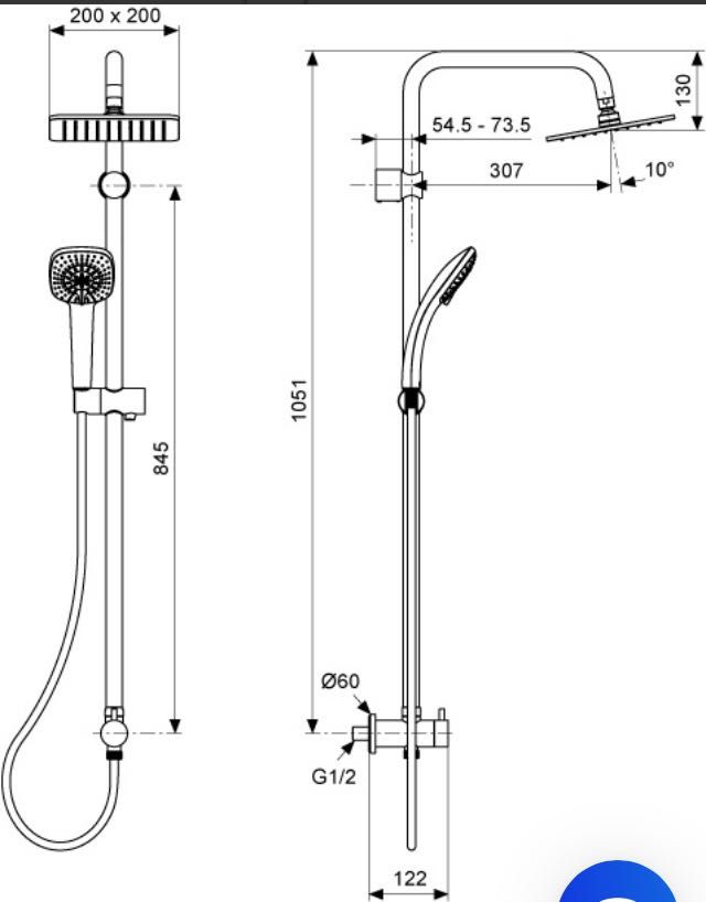System natryskowy do b.podtynkowej  Standard Duo Cube chrom A 5834AA