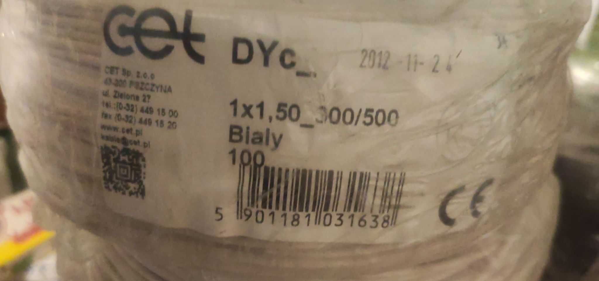 Przewód DYc 1,5 biały, czarny, żółto-zielony