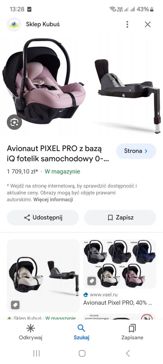 Sprzedam wozek 2w1 plus bazę z fotelikiem avionaut pixsel z adapterami