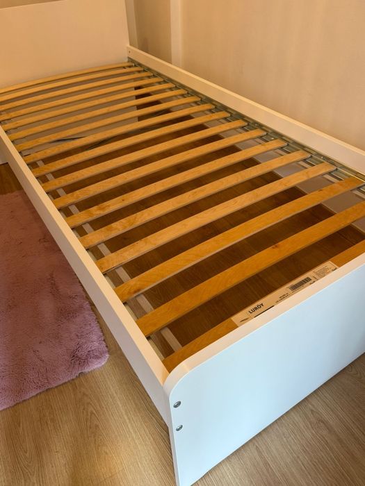 SLAKT Estrutura cama c/estrado ripas, branco, 90x200 cm
Estrutura cama