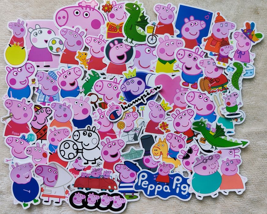 Świnka Peppa - naklejki 51 sztuk, różne.