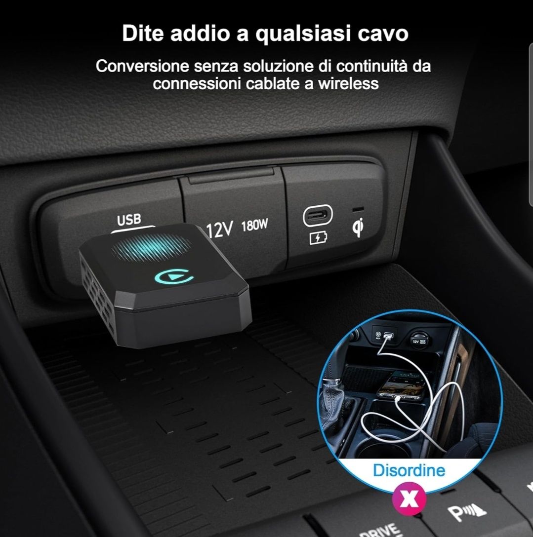 Bezprzewodowy adapter CarPlay USB do samochodu z CarPlay Android iOS