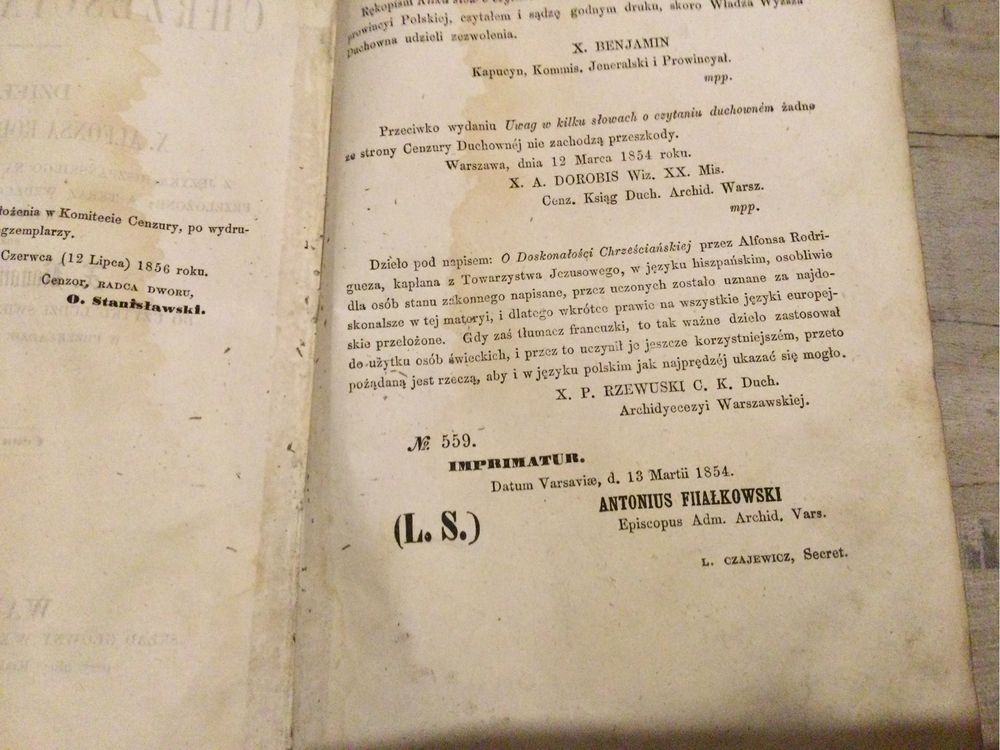 Książka ,O doskonałosci chrześcijańskiej,Rodiguez,1858r.,starodruk
