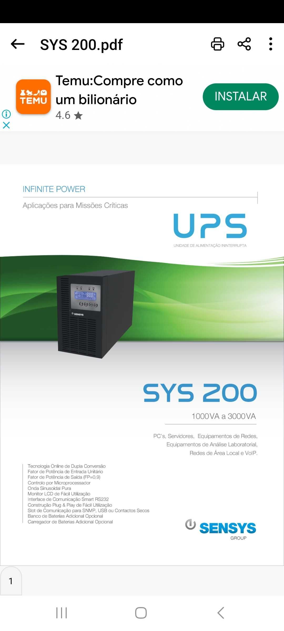 UPS Sensys 2000VA