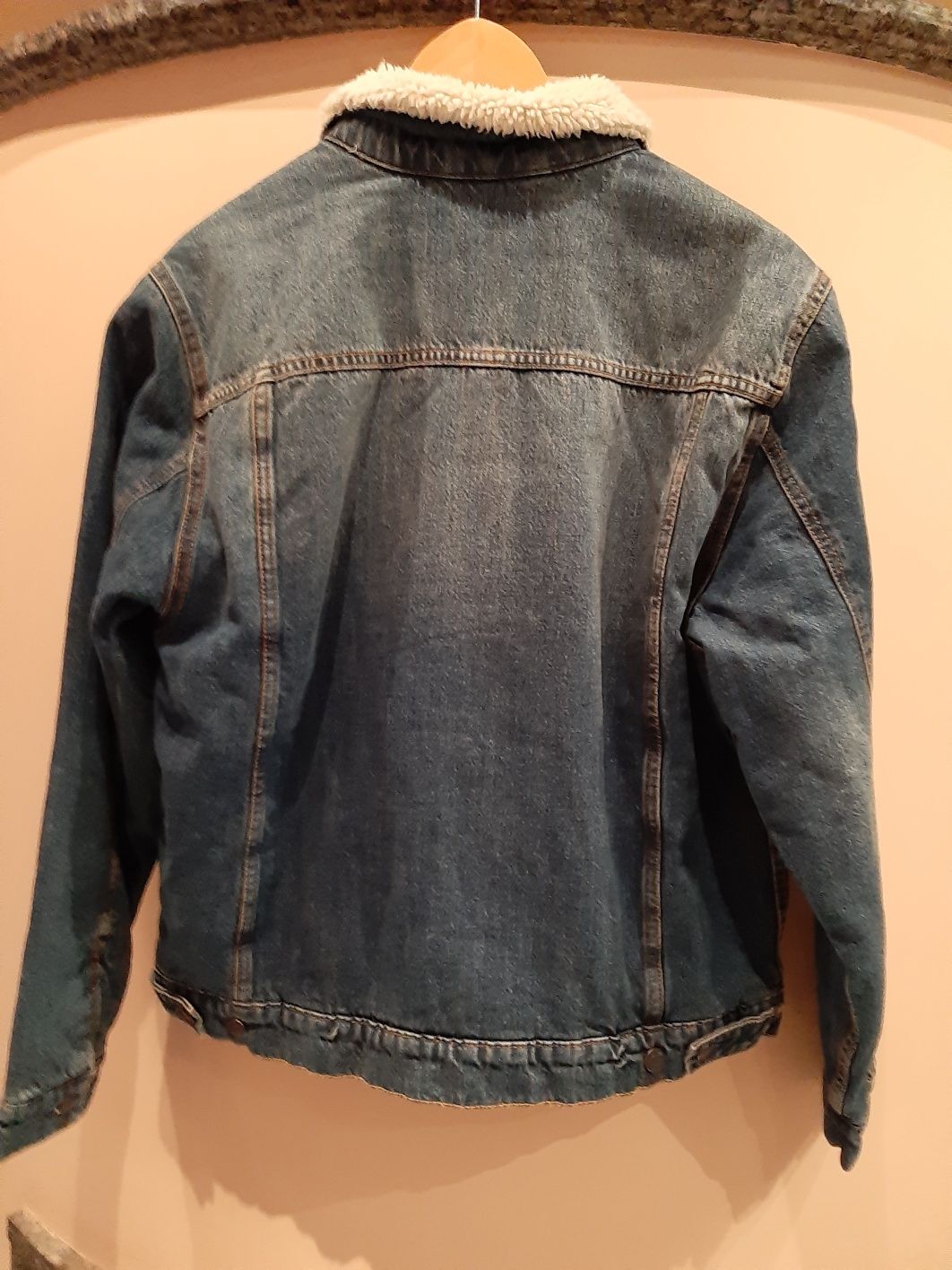 Kurtka Zara L męska baranek jeans denim zima limited tkmaxx kurteczka