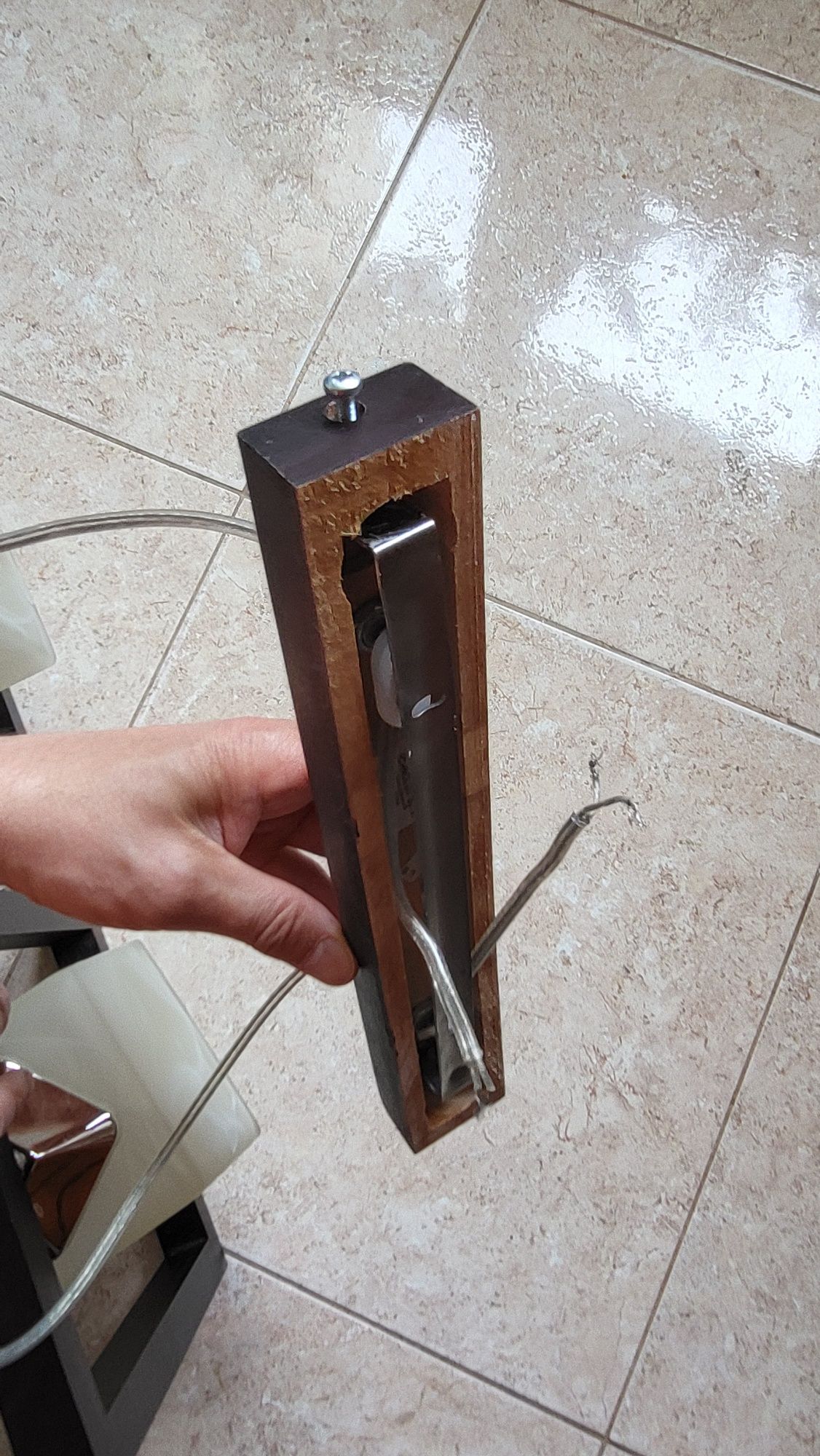 Lampa sufitowa drewno+szkło