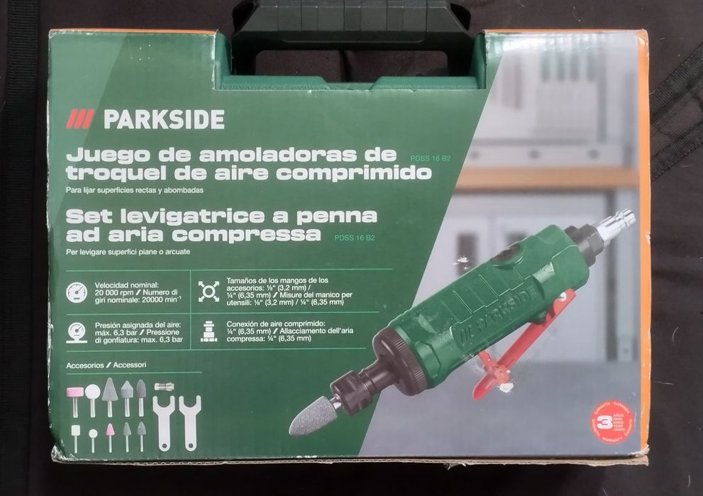 Conjunto de lixadora de precisão a ar Parkside