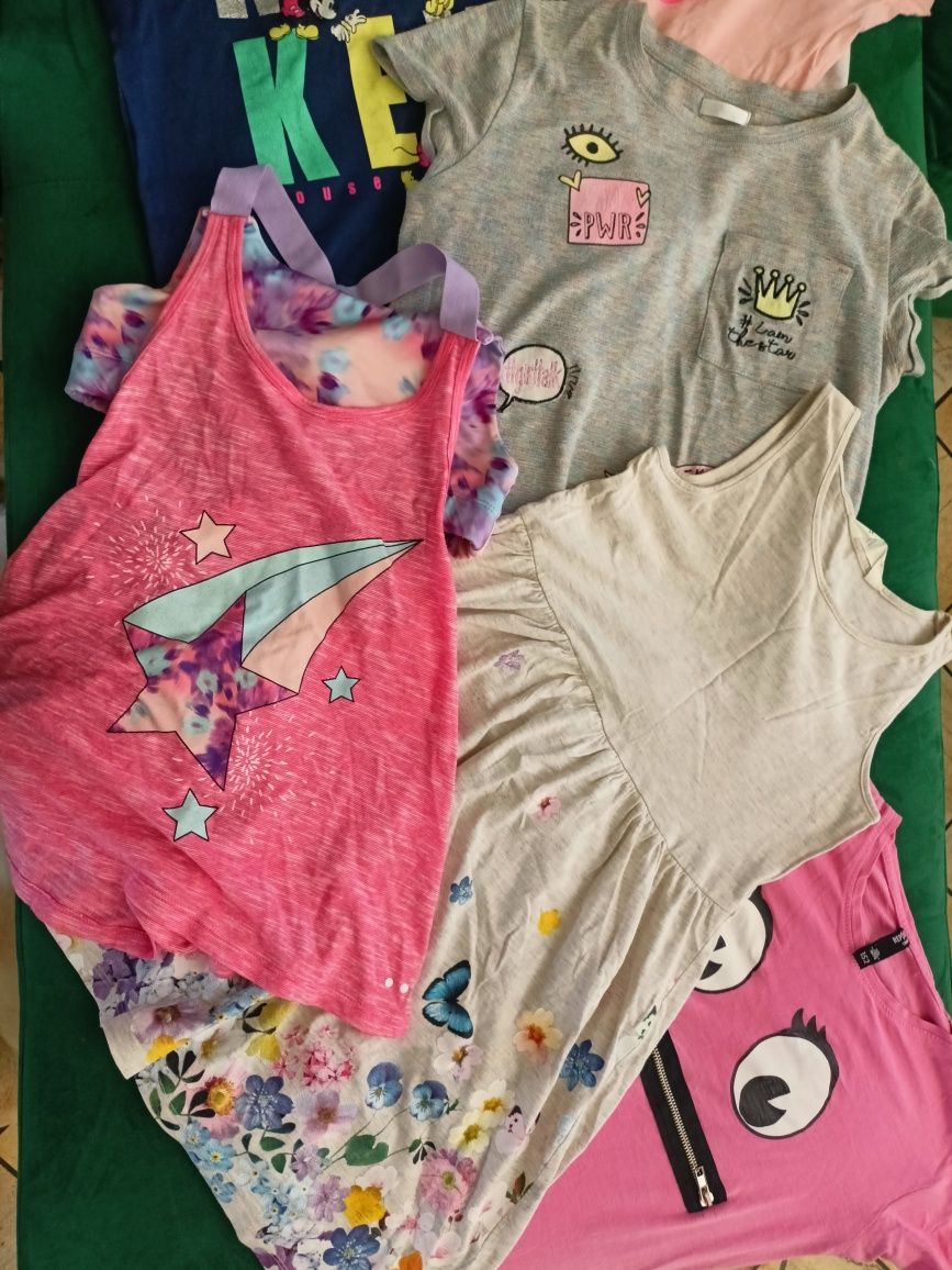paka mix bluzki t-shirty dziewczynka 7 bluzek i sukienka