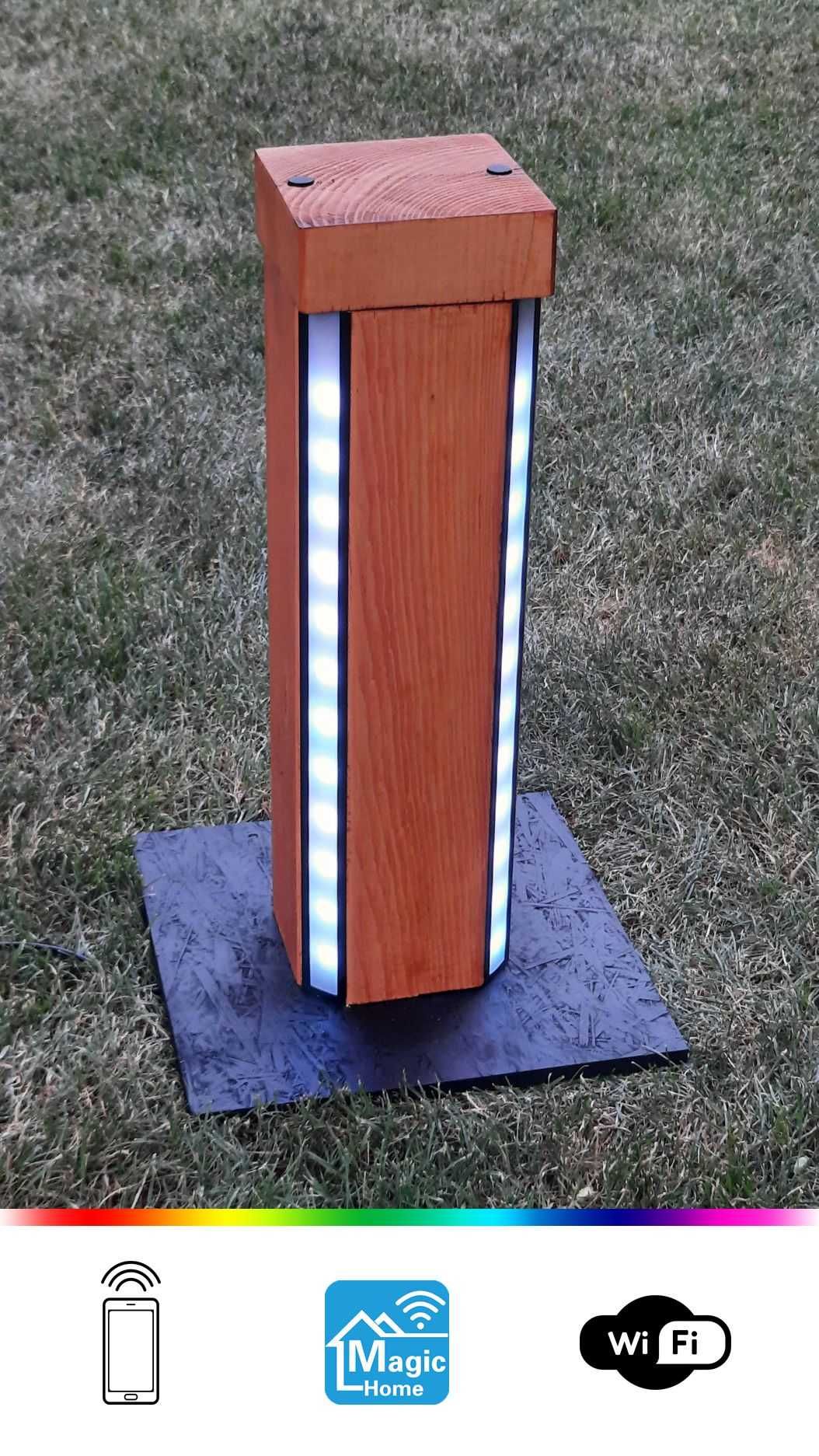 Stylowa lampa LED WiFi z pełnego drewna