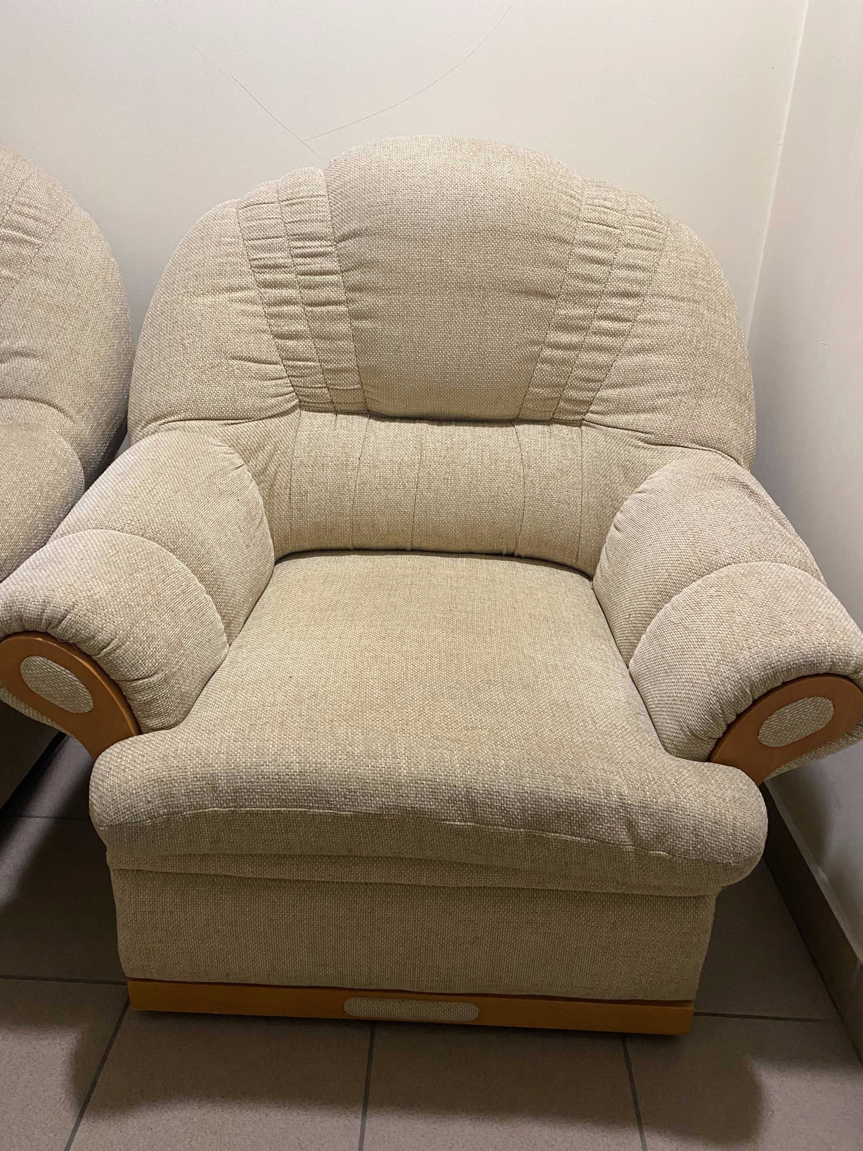 Sofa z fotelem - materiałowe