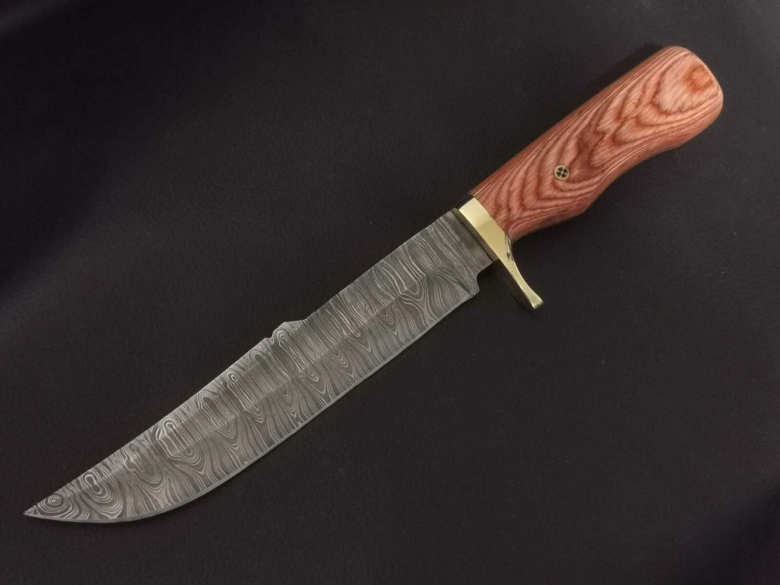 NÓŻ BOWIE myśliwski DAMAST STAL DAMASCEŃSKA ręcznie kuty 34cm.