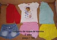 Conjunto/lote de roupa de menina, bebé. 
Tamanho = 2 anos.