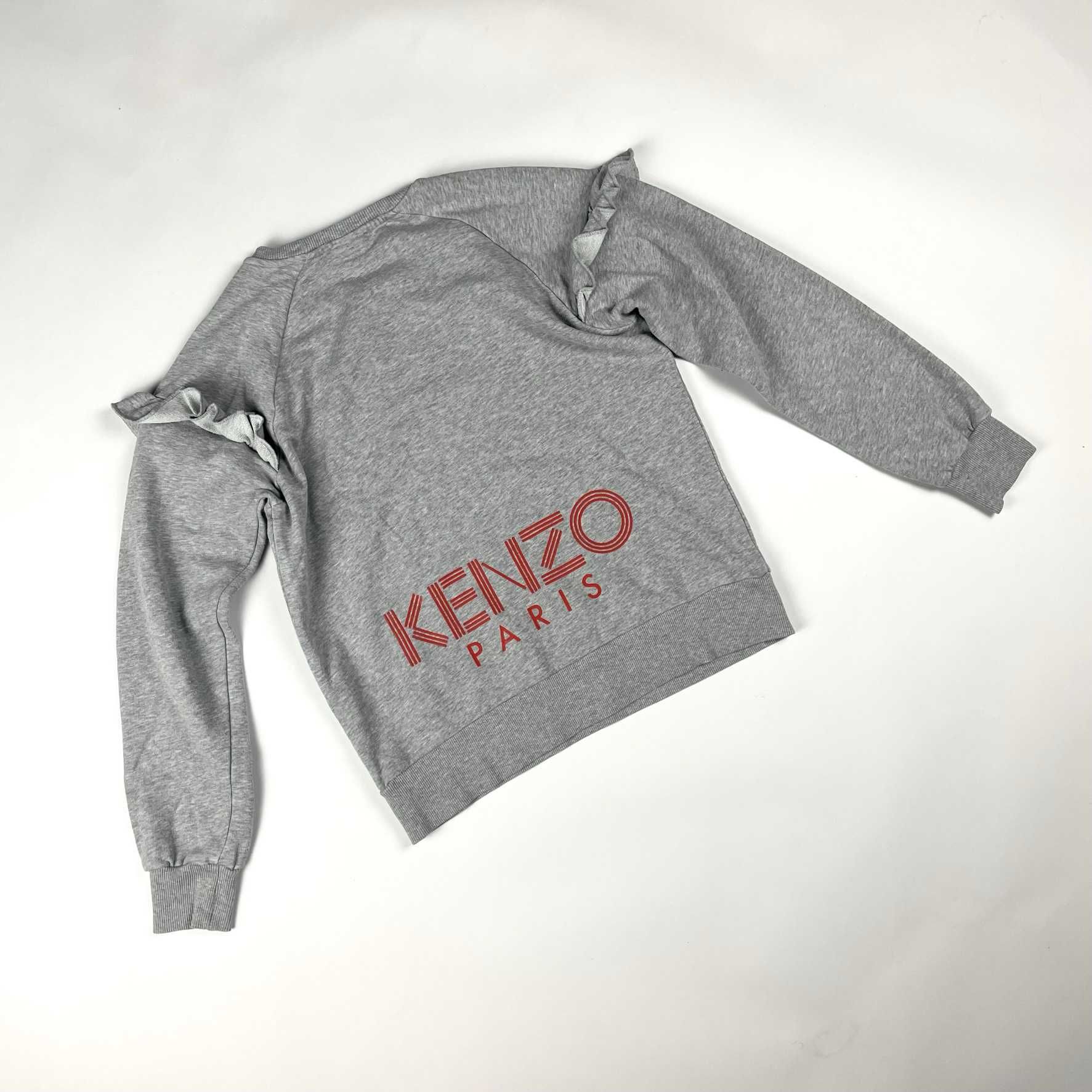 Kenzo Paris kid crewneck bluza z nadrukiem na plecach szara falbanki