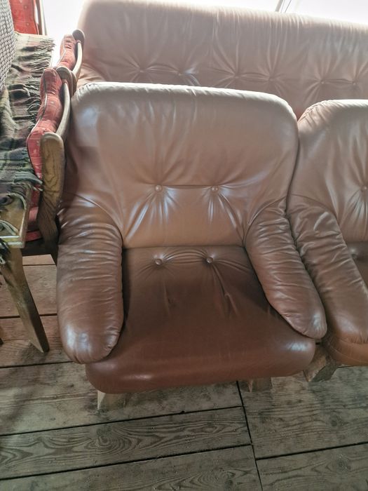 Zestaw wypoczynkowy skórzany 3+2+1