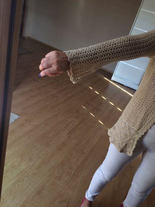 Sweter kardigan ażurowy Fresh Spirit latte beżowy 40 42