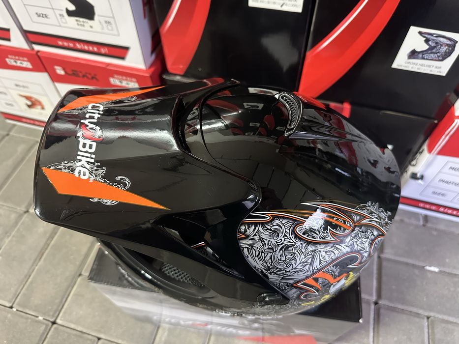 Nowy Kask L 57- 58 cm City Bike czarny crossowy full face CE