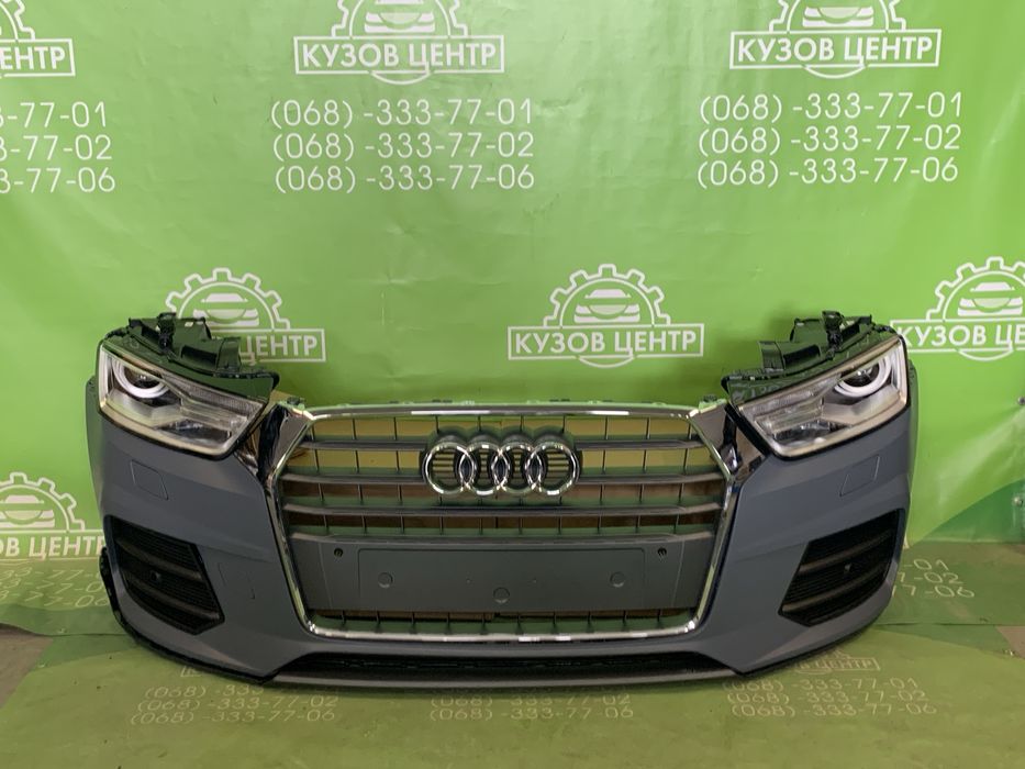 Комплект бампер передній + фари Audi Q3 8u 2014-2018 фара В НАЯВНОСТІ!