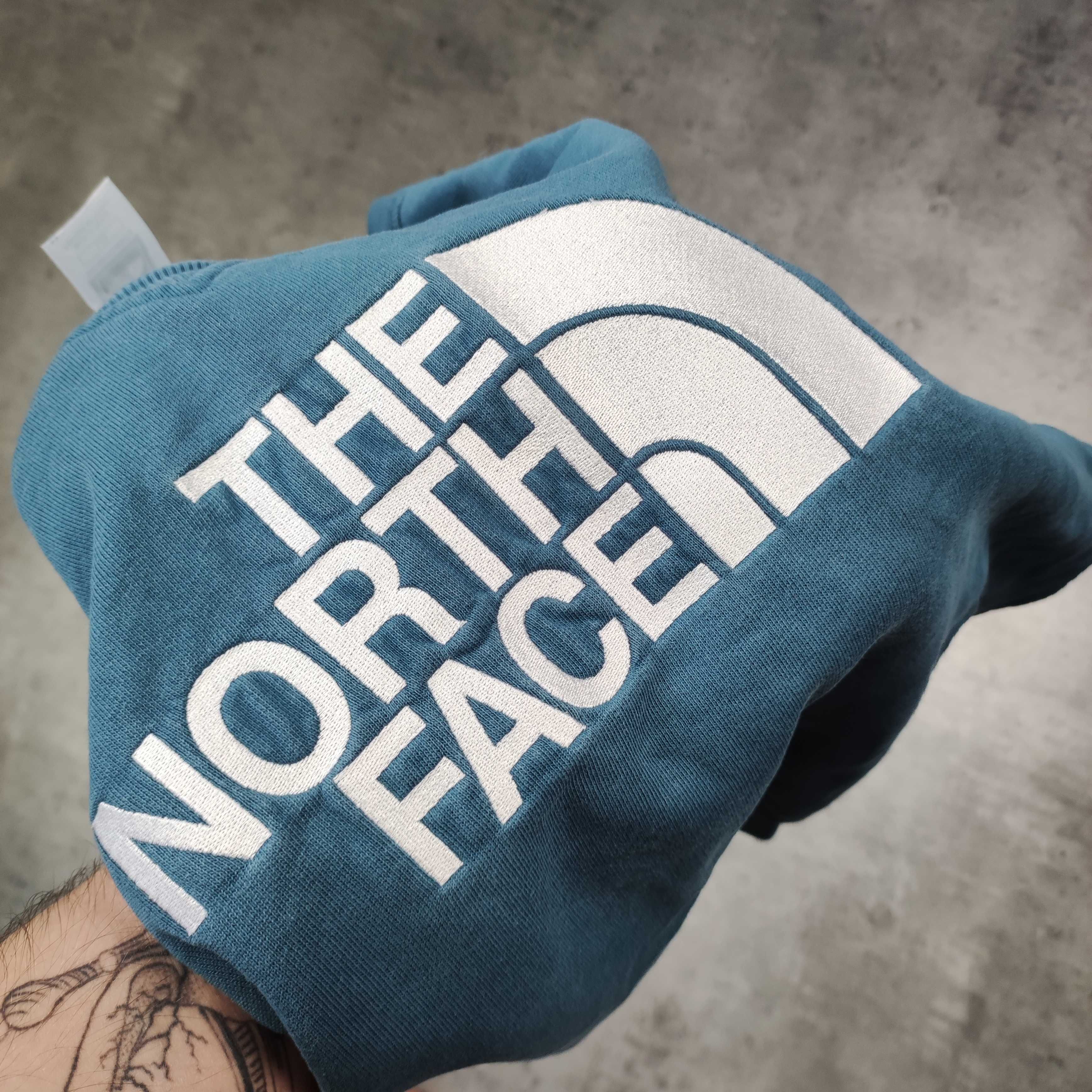 MĘSKA Bluza Klasyczna Morska Duże Logo Haft TNF The North Face Bawełna