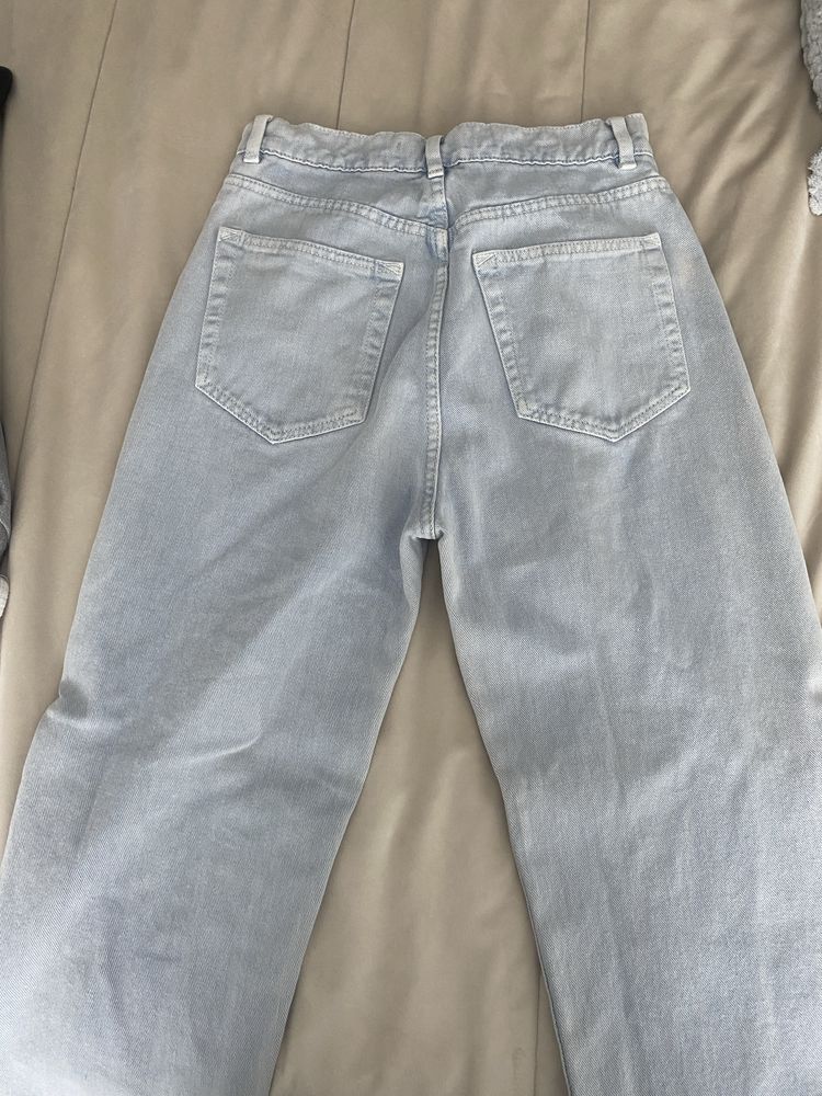 calça de ganga azul claro tamanho 34 wide