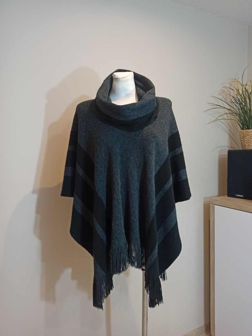 Szaro czarne ponczo F&F rozm. M/L